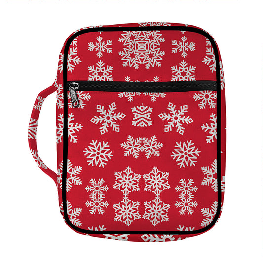 Merry Christmas Snowflakes Pattern Print Front Pocket Bible Bag