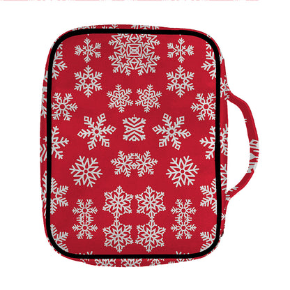 Merry Christmas Snowflakes Pattern Print Front Pocket Bible Bag