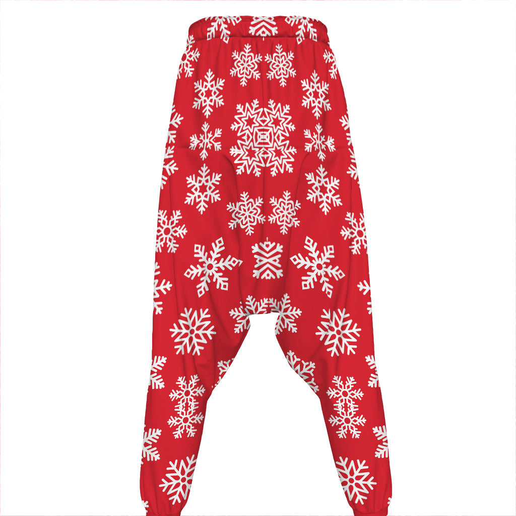 Merry Christmas Snowflakes Pattern Print Hammer Pants