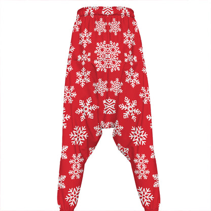 Merry Christmas Snowflakes Pattern Print Hammer Pants