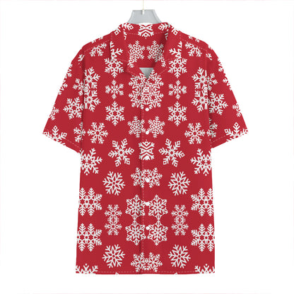 Merry Christmas Snowflakes Pattern Print Hawaiian Shirt