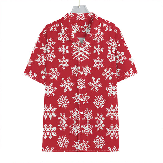 Merry Christmas Snowflakes Pattern Print Hawaiian Shirt