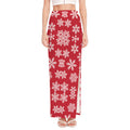 Merry Christmas Snowflakes Pattern Print High Slit Maxi Skirt