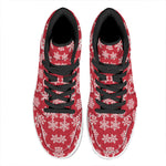 Merry Christmas Snowflakes Pattern Print High Top Leather Sneakers