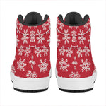 Merry Christmas Snowflakes Pattern Print High Top Leather Sneakers