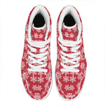 Merry Christmas Snowflakes Pattern Print High Top Leather Sneakers