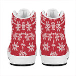 Merry Christmas Snowflakes Pattern Print High Top Leather Sneakers