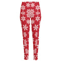 Merry Christmas Snowflakes Pattern Print High-Waisted Pocket Leggings