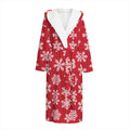 Merry Christmas Snowflakes Pattern Print Hooded Bathrobe