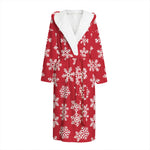 Merry Christmas Snowflakes Pattern Print Hooded Bathrobe