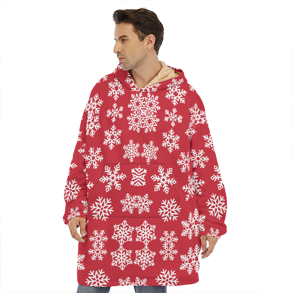 Merry Christmas Snowflakes Pattern Print Hoodie Blanket