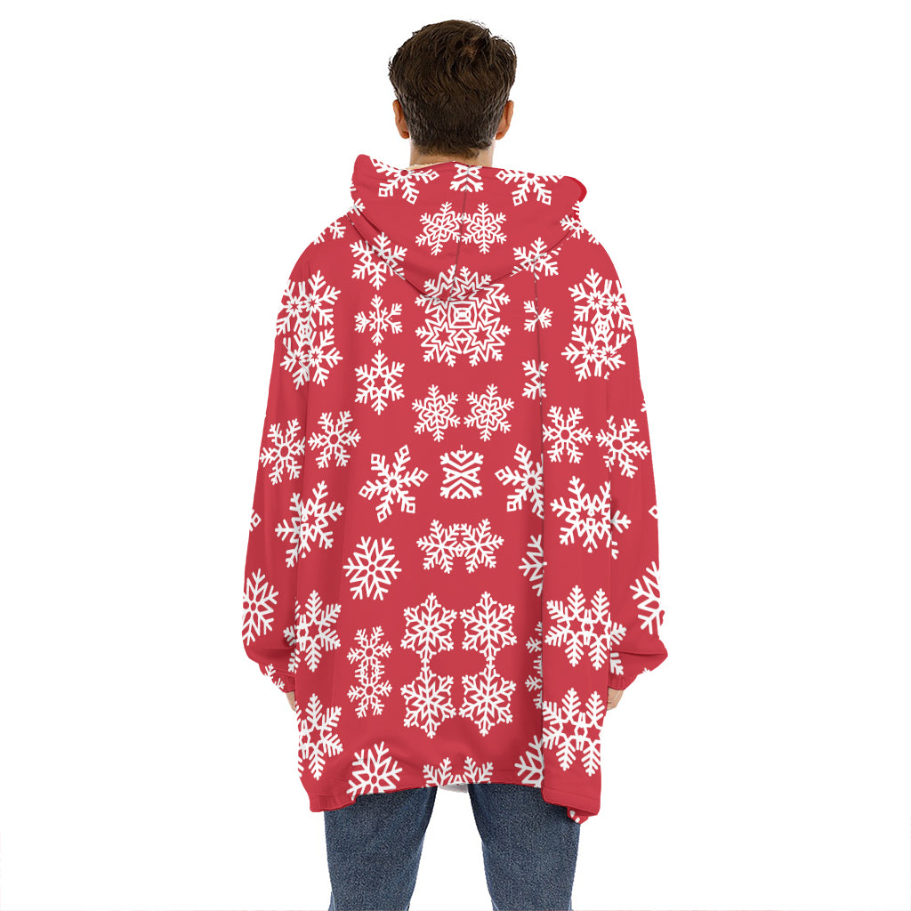Merry Christmas Snowflakes Pattern Print Hoodie Blanket