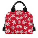 Merry Christmas Snowflakes Pattern Print Insulated Lunch Bag