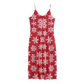 Merry Christmas Snowflakes Pattern Print Jersey Midi Cami Dress