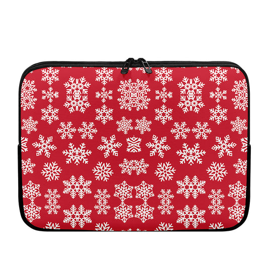 Merry Christmas Snowflakes Pattern Print Laptop Sleeve