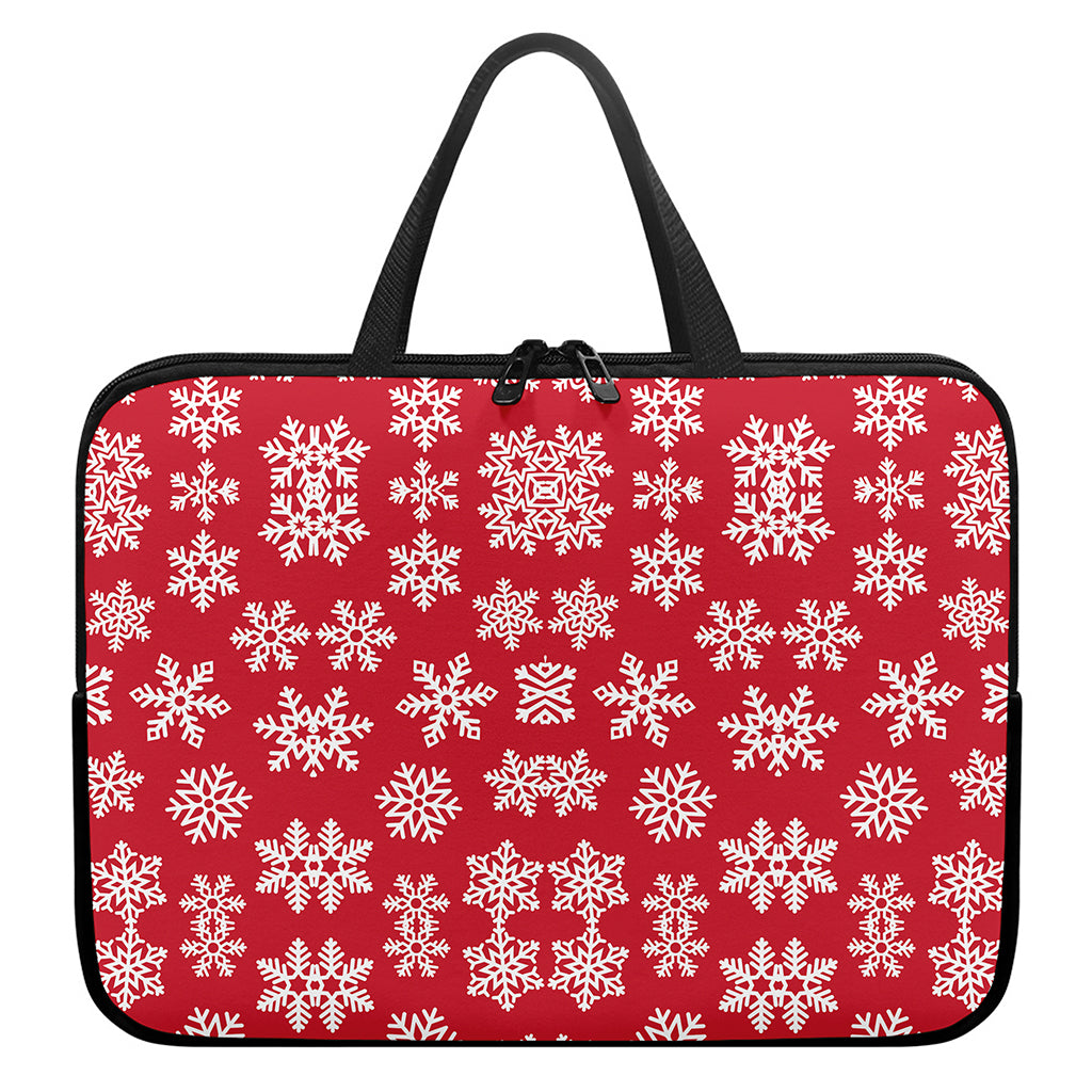 Merry Christmas Snowflakes Pattern Print Laptop Sleeve With Handle