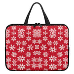 Merry Christmas Snowflakes Pattern Print Laptop Sleeve With Handle