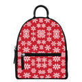 Merry Christmas Snowflakes Pattern Print Leather Backpack
