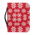 Merry Christmas Snowflakes Pattern Print Leather Bible Cover