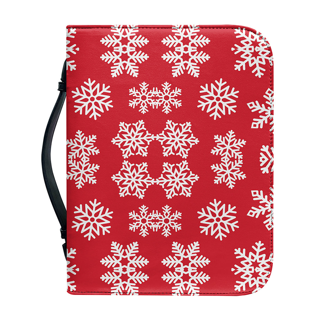 Merry Christmas Snowflakes Pattern Print Leather Bible Cover