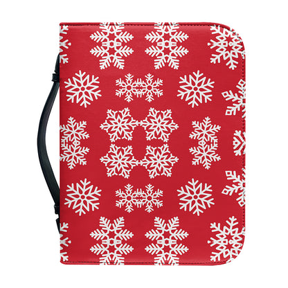Merry Christmas Snowflakes Pattern Print Leather Bible Cover