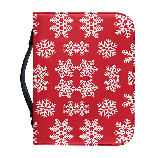 Merry Christmas Snowflakes Pattern Print Leather Bible Cover