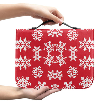Merry Christmas Snowflakes Pattern Print Leather Bible Cover
