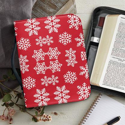 Merry Christmas Snowflakes Pattern Print Leather Bible Cover