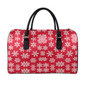 Merry Christmas Snowflakes Pattern Print Leather Duffel Bag