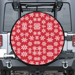 Merry Christmas Snowflakes Pattern Print Leather Spare Tire Cover