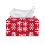 Merry Christmas Snowflakes Pattern Print Leather Tissue Box Cover