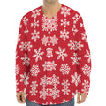 Merry Christmas Snowflakes Pattern Print Long Sleeve Baseball Jersey