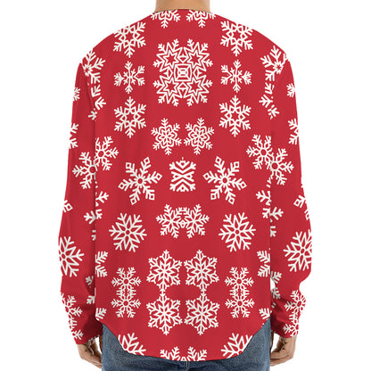 Merry Christmas Snowflakes Pattern Print Long Sleeve Baseball Jersey