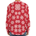 Merry Christmas Snowflakes Pattern Print Long Sleeve Baseball Jersey