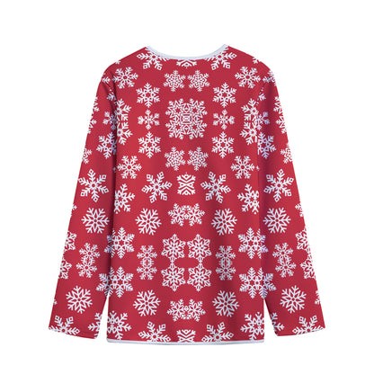 Merry Christmas Snowflakes Pattern Print Long Sleeve Short Coat