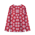 Merry Christmas Snowflakes Pattern Print Long Sleeve Short Coat