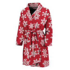 Merry Christmas Snowflakes Pattern Print Men's Bathrobe