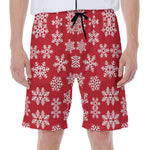 Merry Christmas Snowflakes Pattern Print Men's Beach Shorts