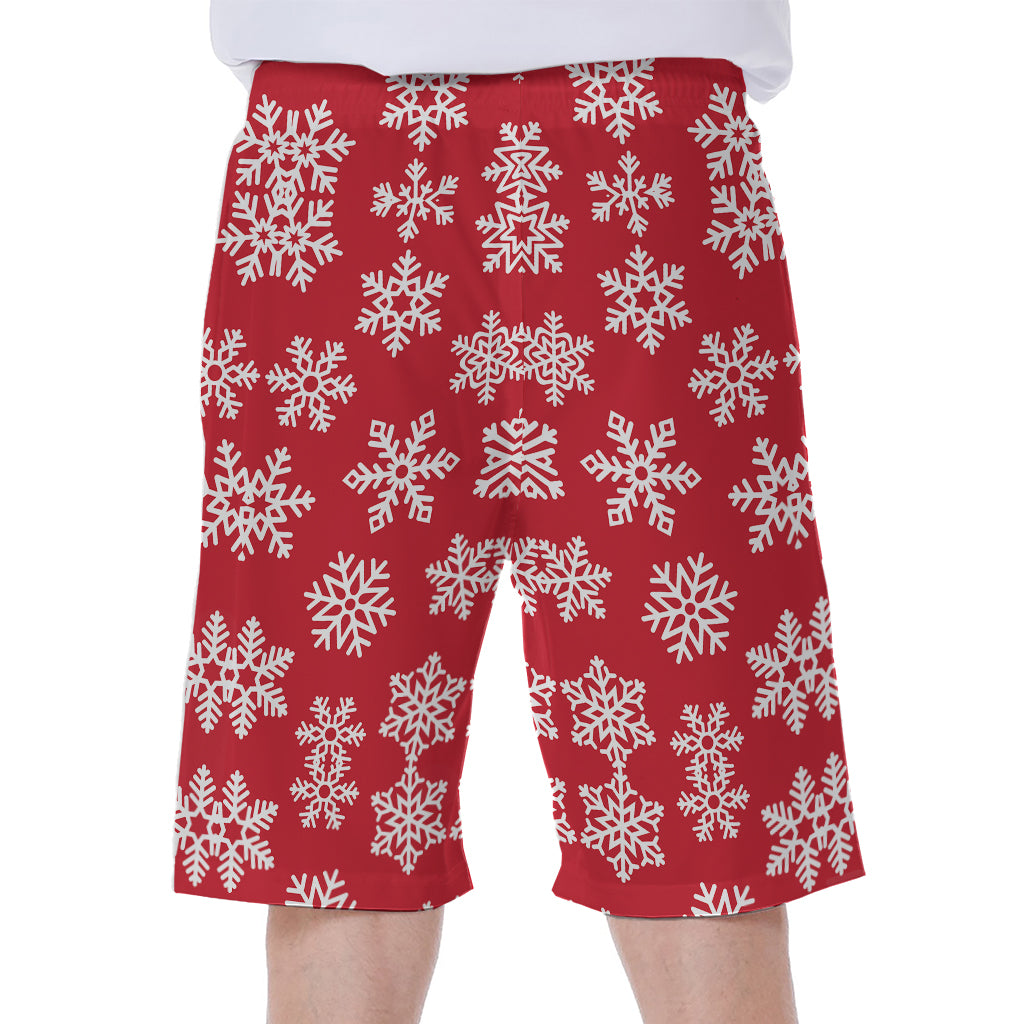 Merry Christmas Snowflakes Pattern Print Men's Beach Shorts
