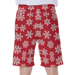 Merry Christmas Snowflakes Pattern Print Men's Beach Shorts