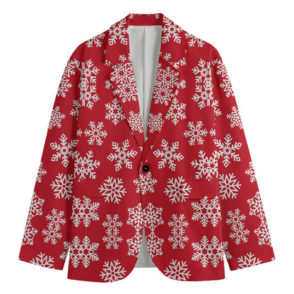 Merry Christmas Snowflakes Pattern Print Men's Blazer