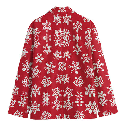 Merry Christmas Snowflakes Pattern Print Men's Blazer