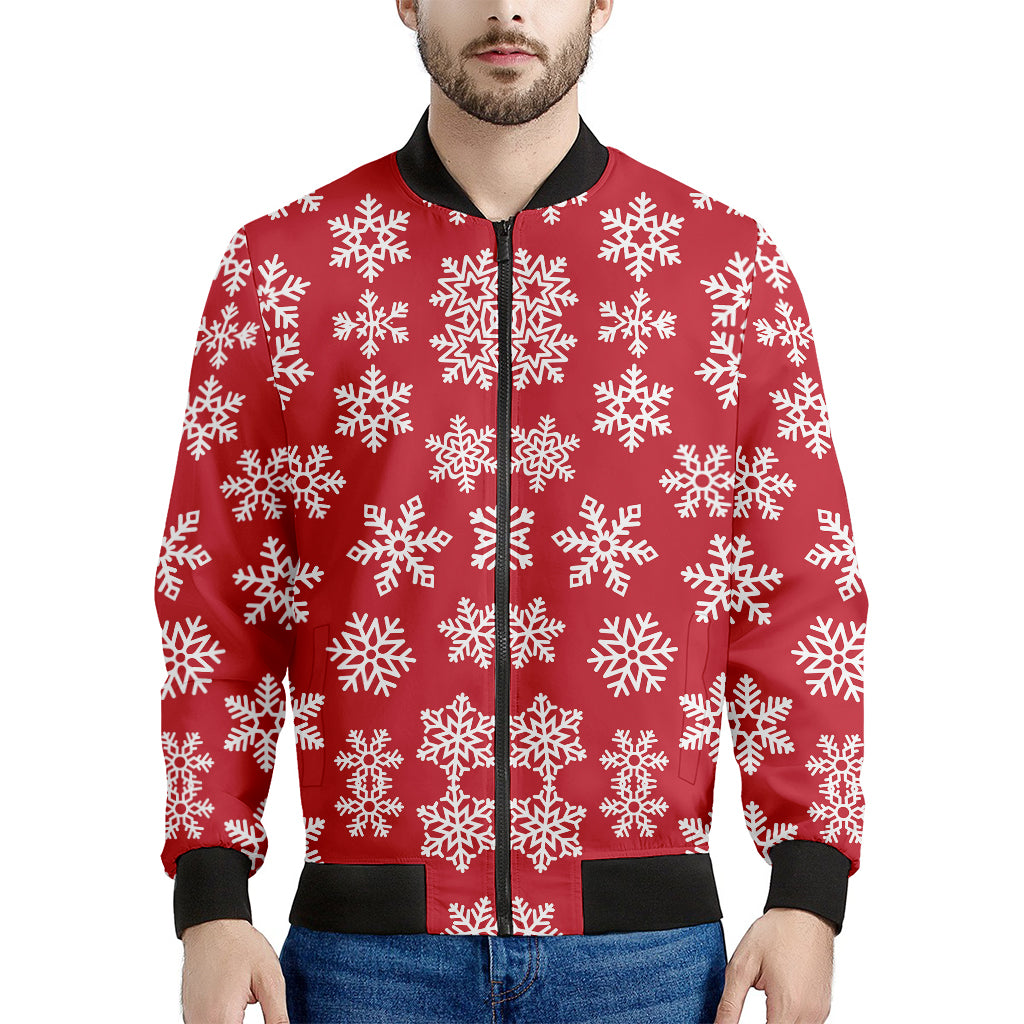 Merry Christmas Snowflakes Pattern Print Men's Bomber Jacket