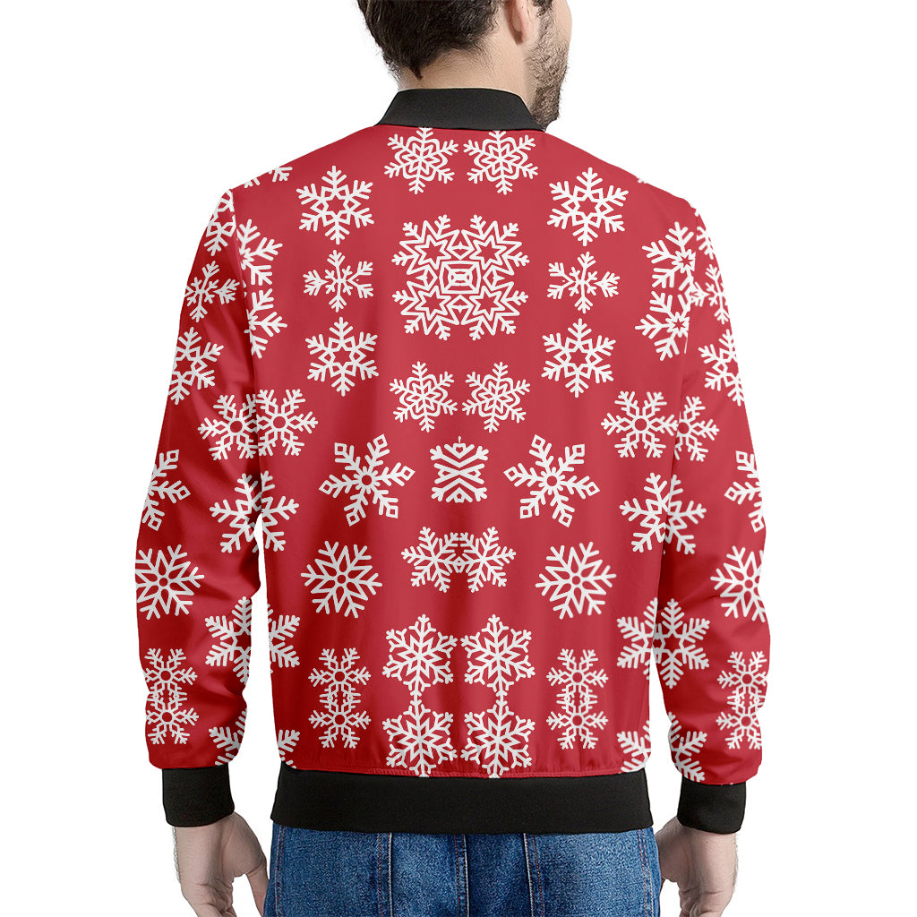 Merry Christmas Snowflakes Pattern Print Men's Bomber Jacket