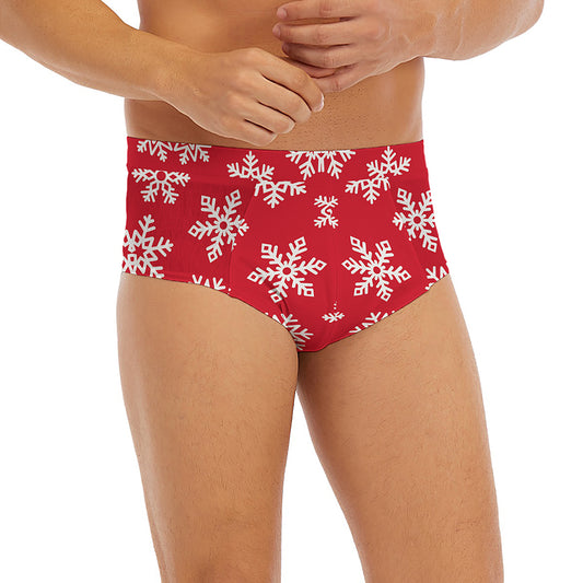 Merry Christmas Snowflakes Pattern Print Men's Briefs