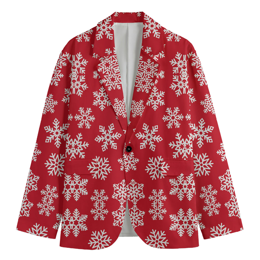 Merry Christmas Snowflakes Pattern Print Men's Cotton Blazer