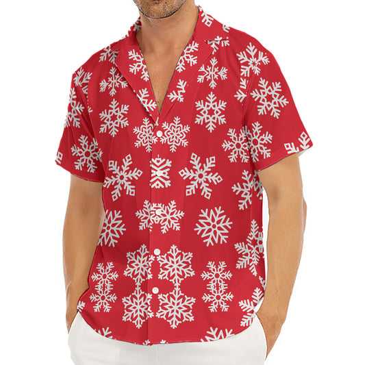 Merry Christmas Snowflakes Pattern Print Men's Deep V-Neck Shirt