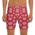 Merry Christmas Snowflakes Pattern Print Men's Long Boxer Briefs