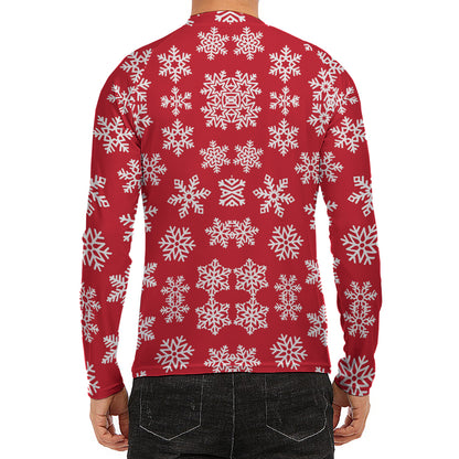 Merry Christmas Snowflakes Pattern Print Men's Long Sleeve Rash Guard