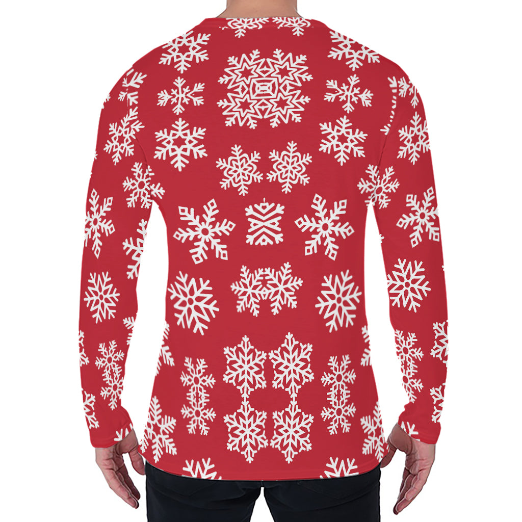 Merry Christmas Snowflakes Pattern Print Men's Long Sleeve T-Shirt
